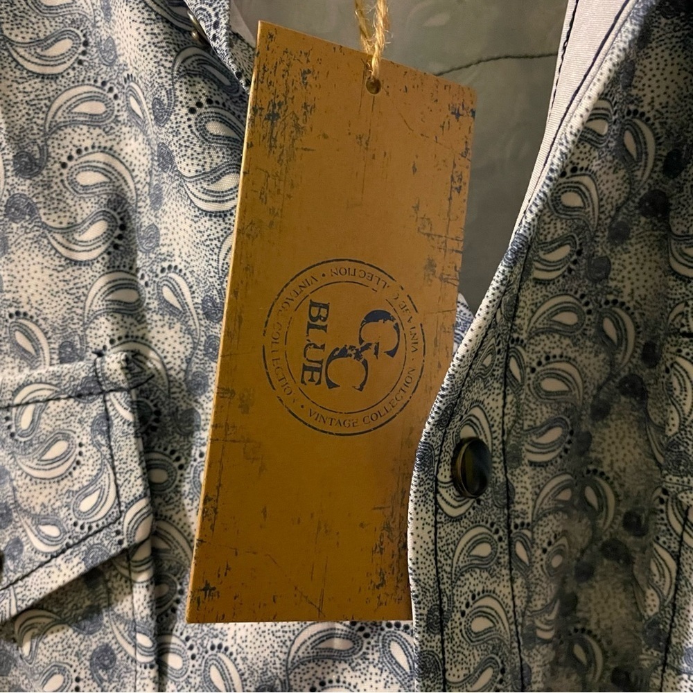 GC BLUE blue paisley snap western shirt-large tall NWT - Picture 5 of 8